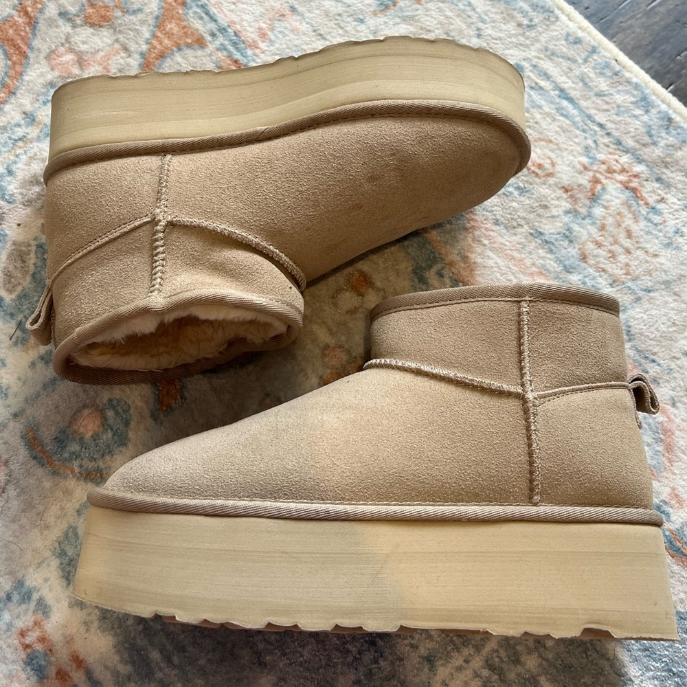 Tan Platform Ankle Boots